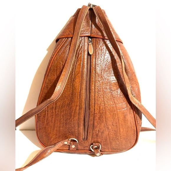 Pacific  unisex Vintage Brown Leather Sling backpack main image 7